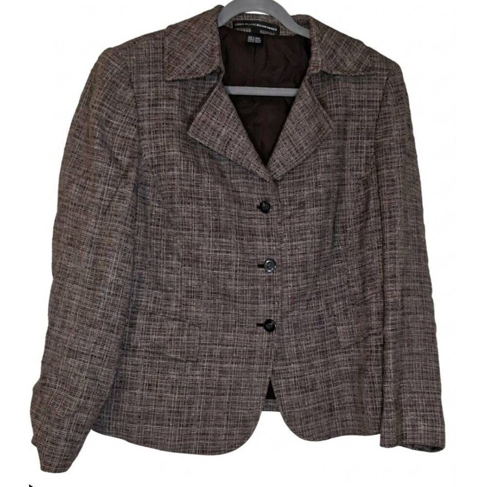 Linda allard womens size 14 blazer jacket linen cotton brown spring summer